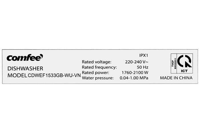Máy rửa chén bát độc lập Comfee CDWEF1533GB-WU-VN